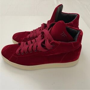 Tom Ford Velvet High Top Sneakers Red Size 12 / UK 11 EU 46 Luxury Premium Italy